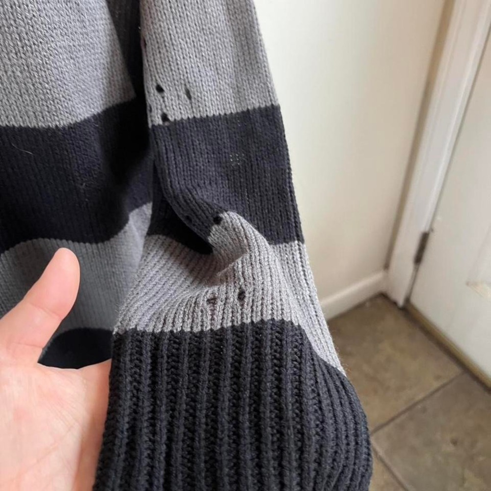 Killstar Within Souls sweater dress striped gray black distressed - Picture 5 of 7